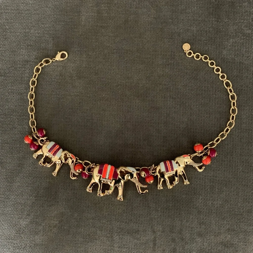 NWOT. C Wonder elephants choker, Orange Purple. Statement piece. Fun to wear - Picture 2 of 5